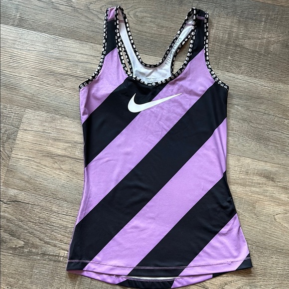 Nike Tops - Nike Purple & Black Striped Racerback Tank